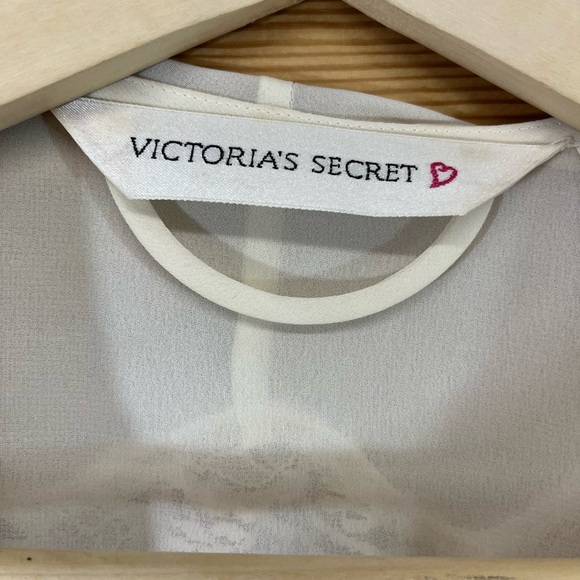 Vtg Victoria's Secret Robe M/L Sheer Ivory Chiffon Lace Trim Long B124 - Picture 3 of 16